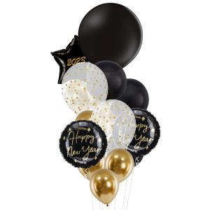 Heliumfylld Nyårsbukett Svartguld - Large