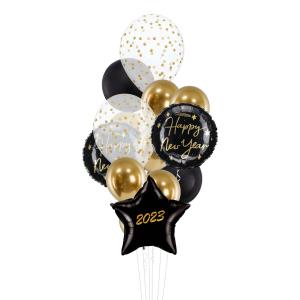 Heliumfylld Nyårsbukett Svartguld - Medium