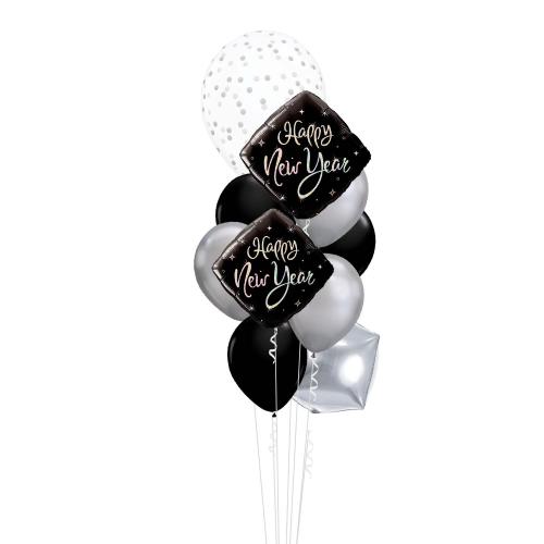 Heliumfylld Nyårsbukett Silversvart - Small