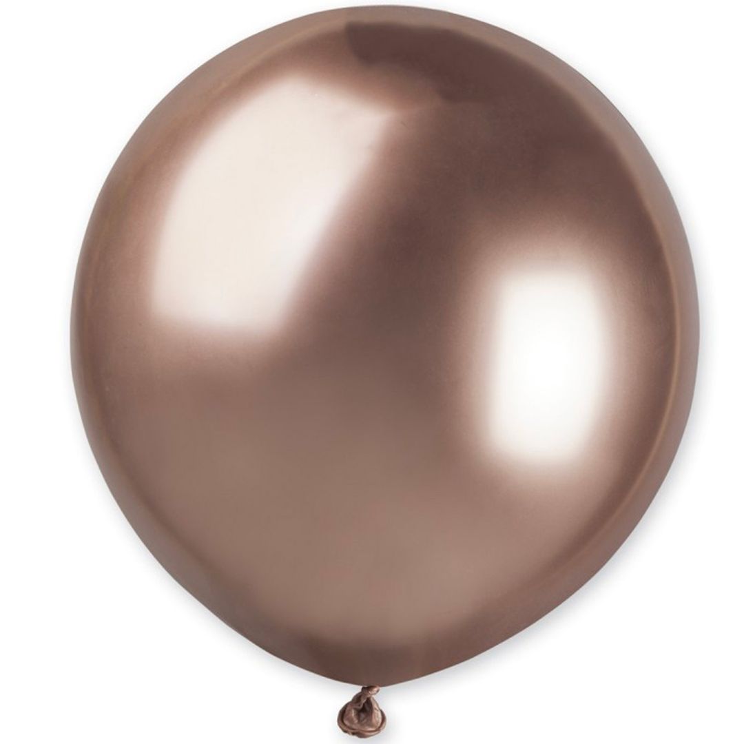 19" (48cm) Shiny/Chrome Rose Gold Latexballonger 25p
