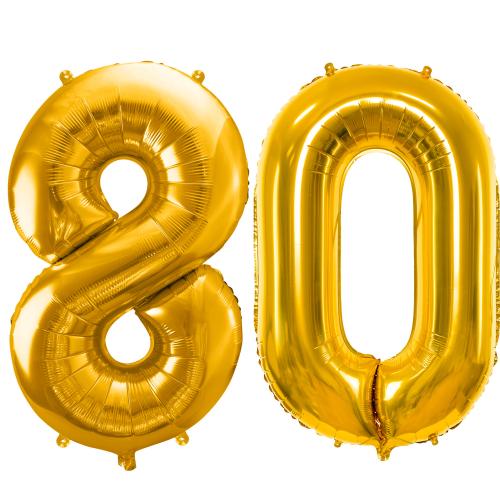 86cm Heliumfyllda Siffror "80" Guld
