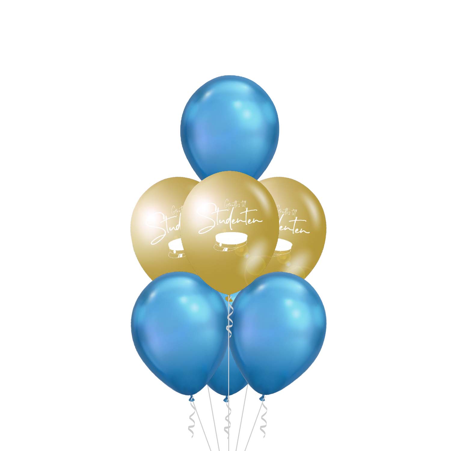 "Grattis till Studenten" Guld & Blå - Bukett 702