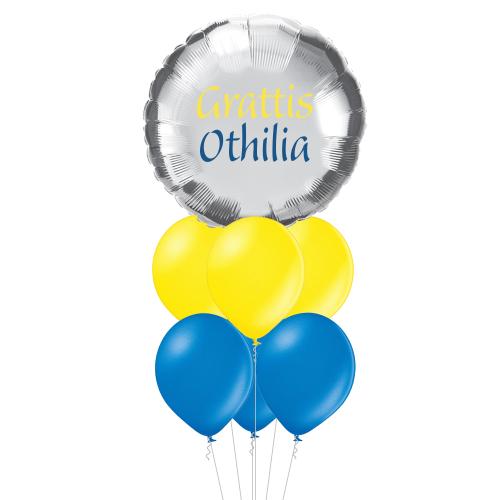 Klassisk Gul & Blå Inkl. Text - Studentbukett 709