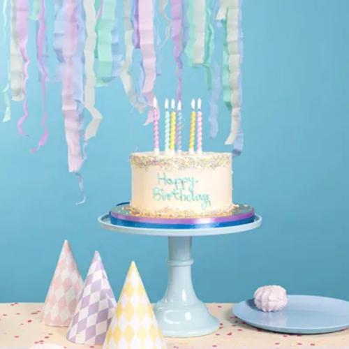 Tårtljus i pastell tvistade 6st