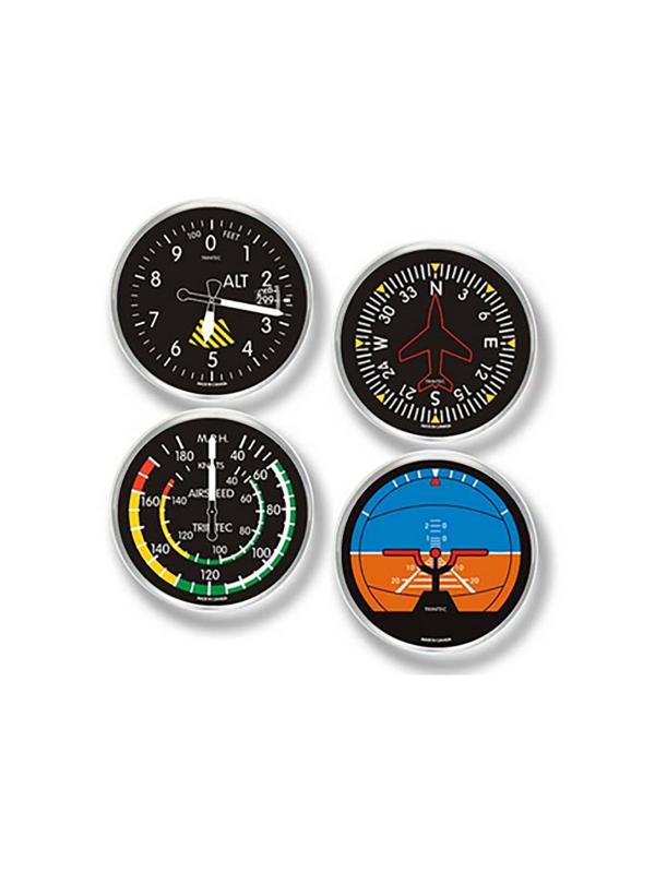 Coasters with image of flight instruments, set of 4