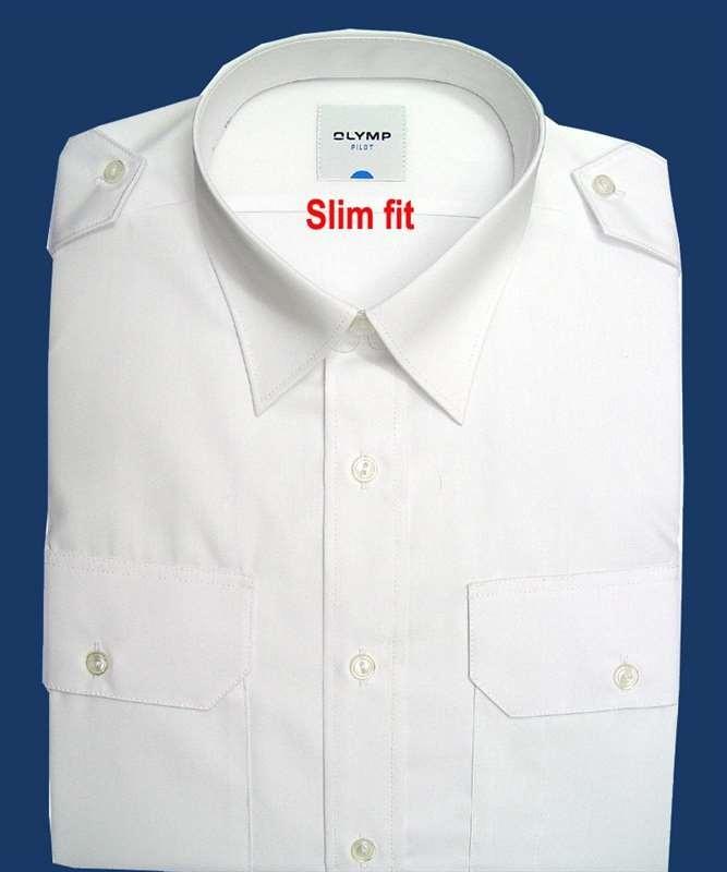 "Olymp" Pilot Shirt white - long sleeve, slim fit