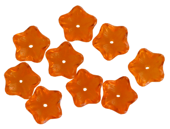 Glasblomma orange 10st ,12mm med hål