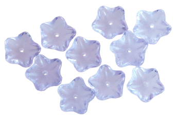 Glasblomma ljusblå 10 st, ca 9mm med hål