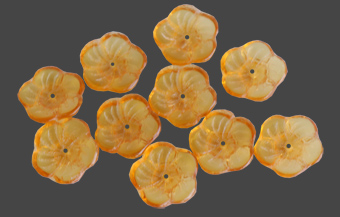 Glasblomma bärnsten 10st ,12mm med hål