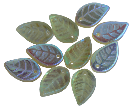 Glasblad guldton pärlemor 10st, 12mm med hål