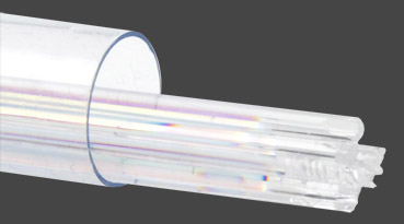 Stringers 2mm, dichroiskt regnbågsfärgat på klart transparent glas, 6st.