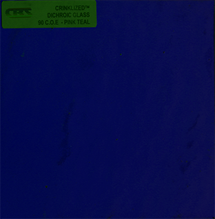 Dichroiskt fusingglas 10x10 cm Crinkle på svart botten.