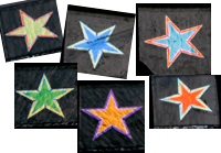 Dichroisk stjärna ca 2x2cm, blandat utseende.