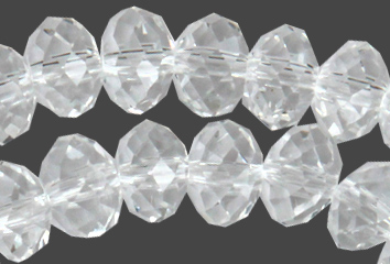 Glaspärlor facetterad rondell 6,5x4,5 mm Klara med färgspeglingar, ca 65 st
