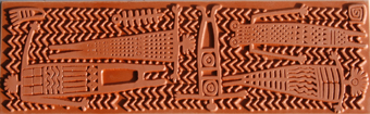 Gummimatta, Indiansk Totemfilt, Mattan är ca 55 x 170 mm.