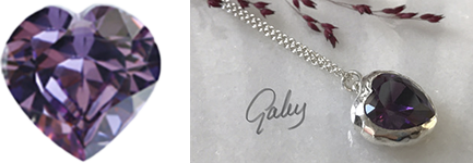 Zirkonia Ametistfärg, Hjärta 14 x 14 mm