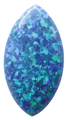 Syntetisk Opal 24x13 mm turkos. Den här stenen tål inte att brännas.