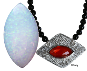 Syntetisk Opal 24x13 mm Vit. Skiftar lite i blått eller rosa. Den här stenen tål inte att brännas.