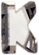Zirkonia vit bokstav K, 15x10 mm