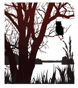 Dekal Träd med uggla. Dekal ca 35 mm x 40 mm.