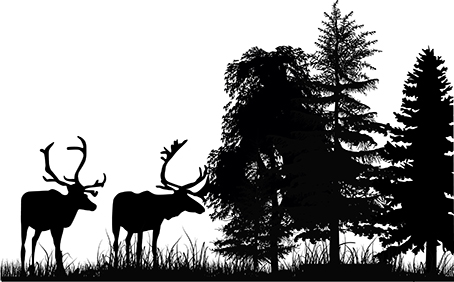 Dekal Två hjortar, ca 4x3 cm.