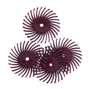 Polertrissa 4 st 220 grit grov (90 micron), brun, ekrar försedda med slipkorn.  2 cm i diameter.