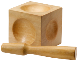 Formblock, Puckelanka, träblock med 5 olika kupoler och en stöt