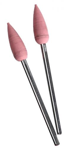 Poler- slipkon, extrafin, inte hård. 2 st. röda. Slipkorn inbakade i en silikon kon.