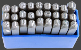 Stämpelset bokstäver A-Z, 27 st, höjd 3,2 mm