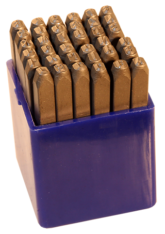 Stämpelset bokstäver A - Z och siffror 0-9, höjd 3,1 mm