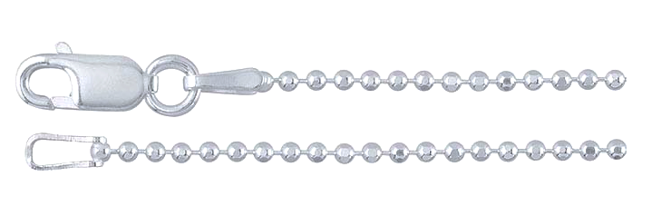 Kedja Sterling 50 cm facetterad kullänk 1,5 mm med lås. Sterlingsilver 925.