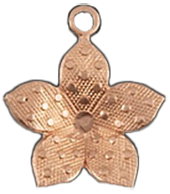 Koppar 2st blomma med prickar 14x12mm.  Massiv koppar 1 mm tjock.