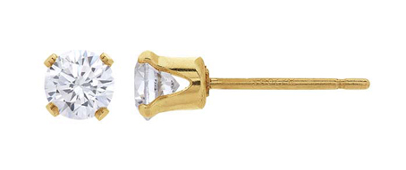 Gold-filled örstick med infattad 3 mm vit Zirkonia inkl snurrebuss. 1 par.