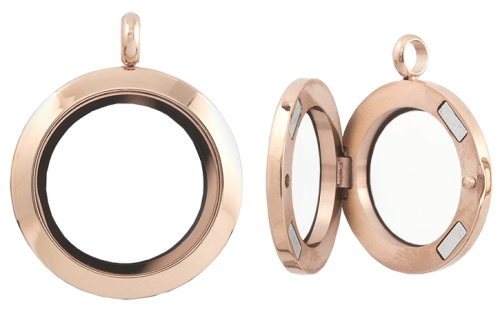 Hängsmycke med dubbla glas och öppningsbart, 25 mm , guld rosé finish