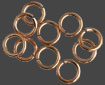 Bindringar brons 10st 4,5 mm innerdiameter, Ytterdiameter 6,5 mm, trådtjocklek 1 mm