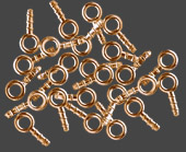 Fästögla brons 10 st. Hål 2 mm , totallängd 7 mm.