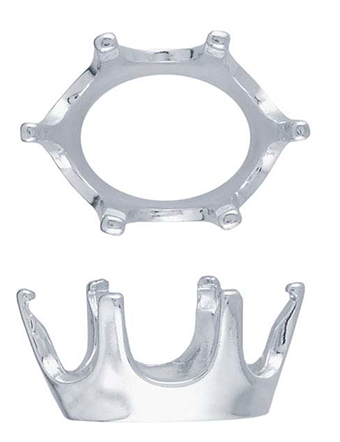 Chatong 10x8mm 6klor. Argentiumsilver med färdiga säten för en oval sten.