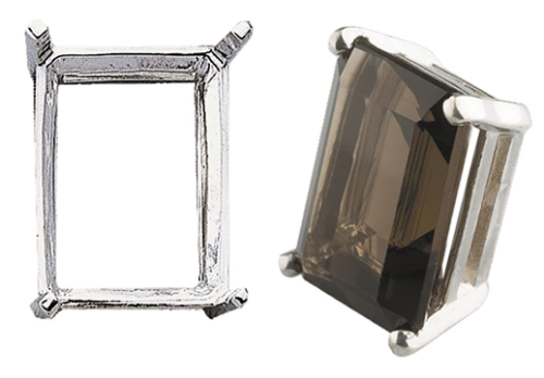 Chatong octagon 12 x 10 mm med förgjorda säten för stenen. Sterlingsilver