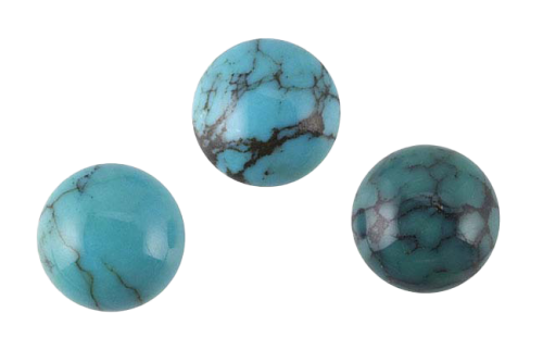Turkos / Turquoise 6mm rund cabochon, färgen kan variera mellan himmelsblå till blågrön till gulgrön. Naturlig.