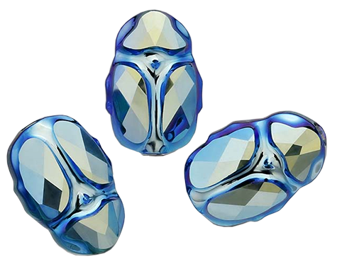 Scarabé i gjutet glas med skimmer Emerald. 12 mm lång