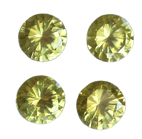 Zirkonia Peridot 3 mm 2st, rund facettslipad