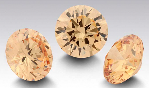 Zirkonia Champagne  3 mm, rund. Priset är för 2 st