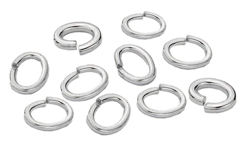 Bindringar Argentiumsilver 935*) 10 st ovala. 0,8mm tråd. Yttermått 5,7 x 4,5 mm