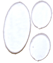 Täckglas till det ovala setet i tre delar. Stora ovalen ca 3,5 cm hög och de små 1,7 cm