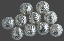 Filigrankulor 10st, 8 mm silverton. Priset är för 10 st.