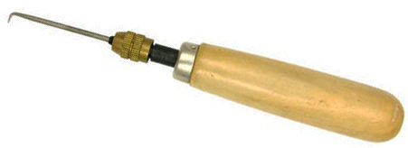 Tungstensraka 2 mm med böjd spets i handtag med chuck