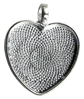 Hjärta 25 mm, försilvrat , ca 1,5 mm djupt.