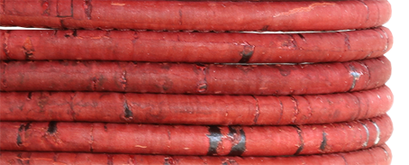 Korkrem rund 5 mm röd, säljs per 20 cm 