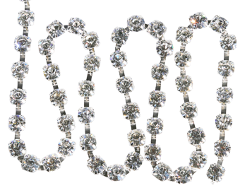 Kedja med kristaller försilvrad 20cm. Beställ antal 20 cm längder.