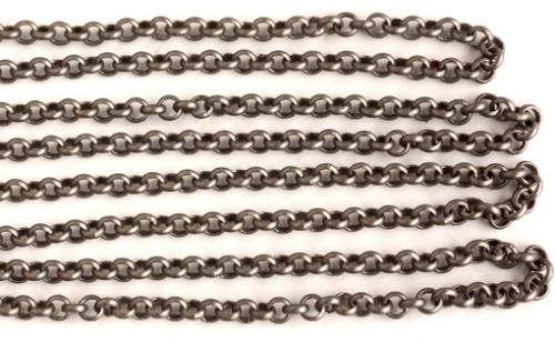Kedja "rollo" stålgrå 3,8 mm länk. Säljs per 1/2 meter.